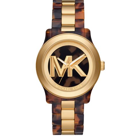 michael kors tortoise shell and gold watch|mk7354.